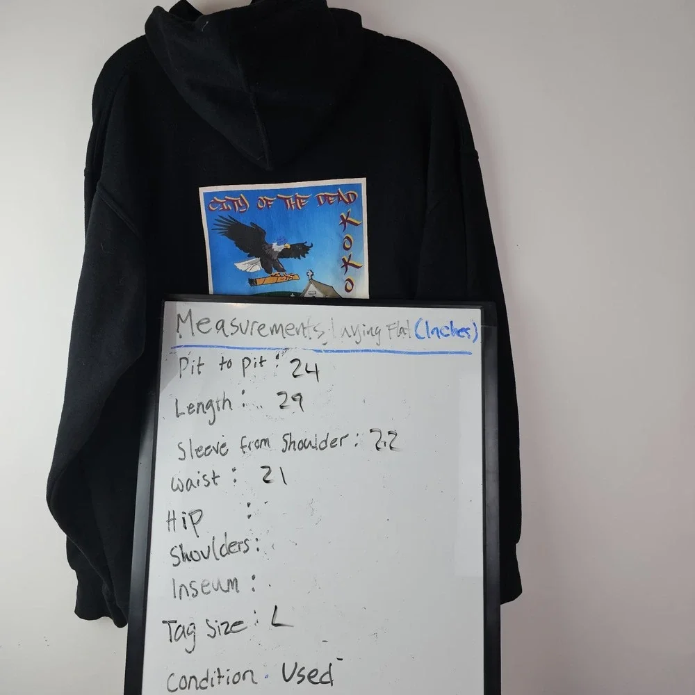 Jon‎ Lauren It's Lit Eagle Graphic Print Men's Hoodie L LS Sweatshirt Black